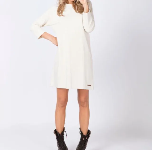 Moscow Whisper White Melange Met Zilver Draad Jurk wit