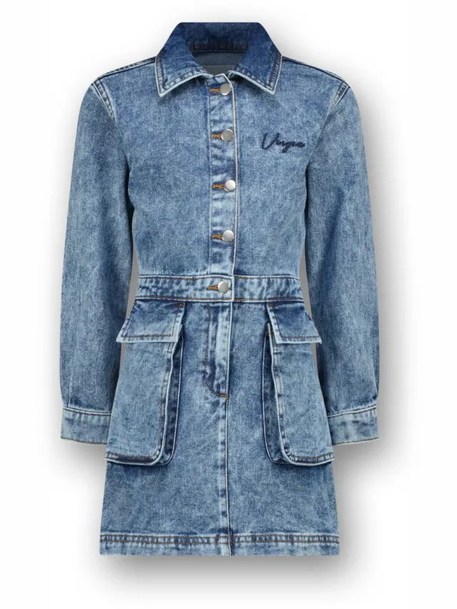 Vingino Pietra Meisjes Jas - Mid Blue Wash