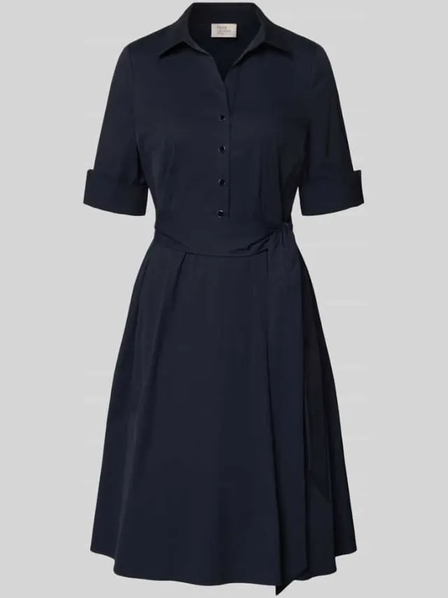 ROBE LÉGÈRE Knielange overhemdjurk met strikceintuur marineblauw, foto 2