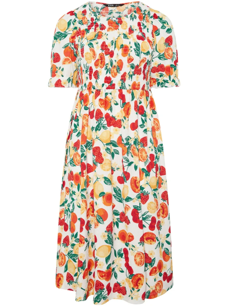 Yours Oranje Jurk Met Smockwerk En Fruitprint-60, foto 5