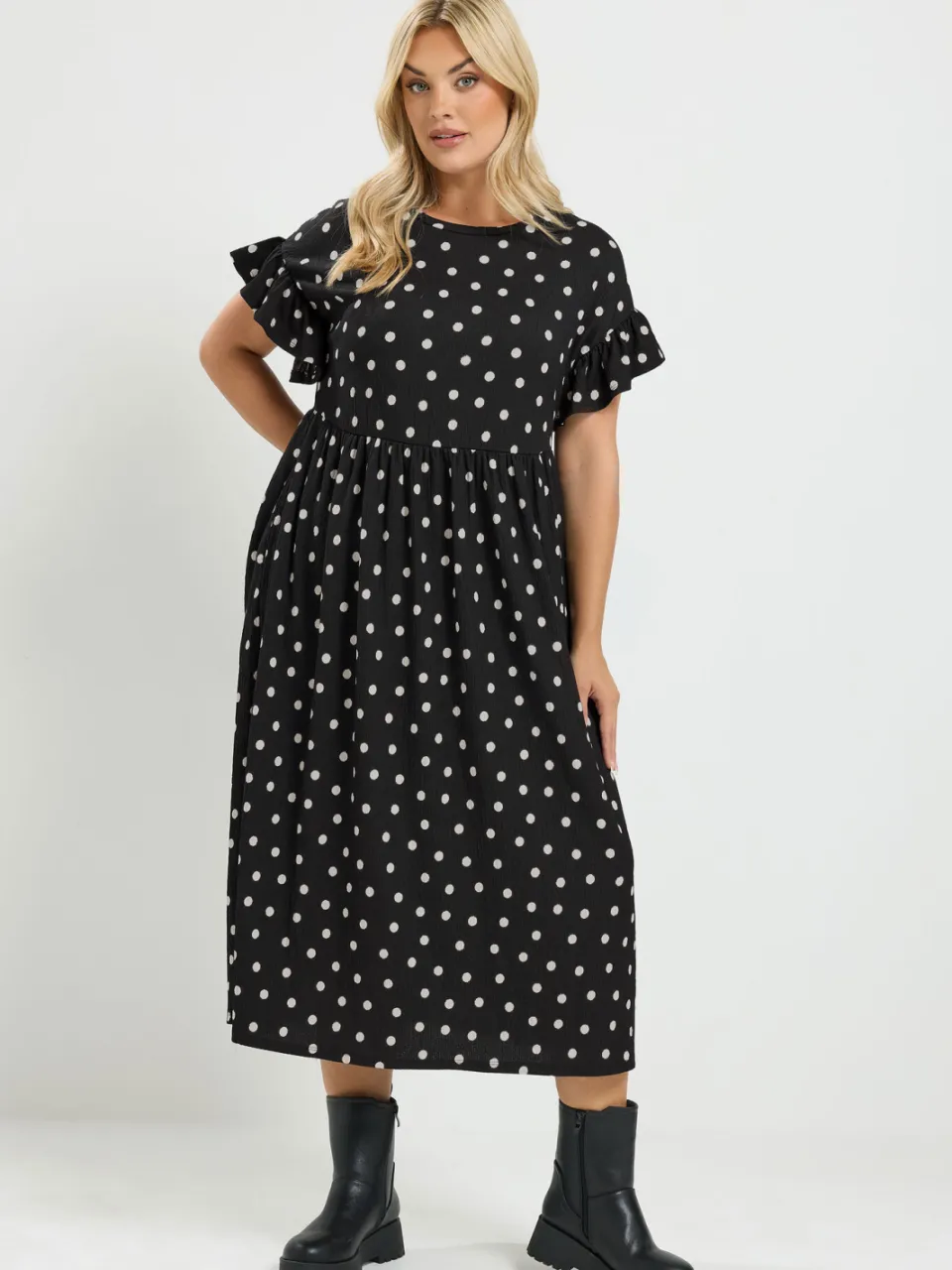 Yours Zwarte Polkadot Midijurk, foto 2