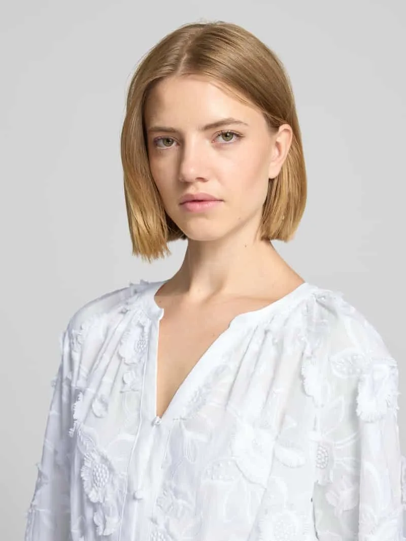 Comma relaxed fit midi-jurk met bloemenprint en siergarnering wit, foto 4