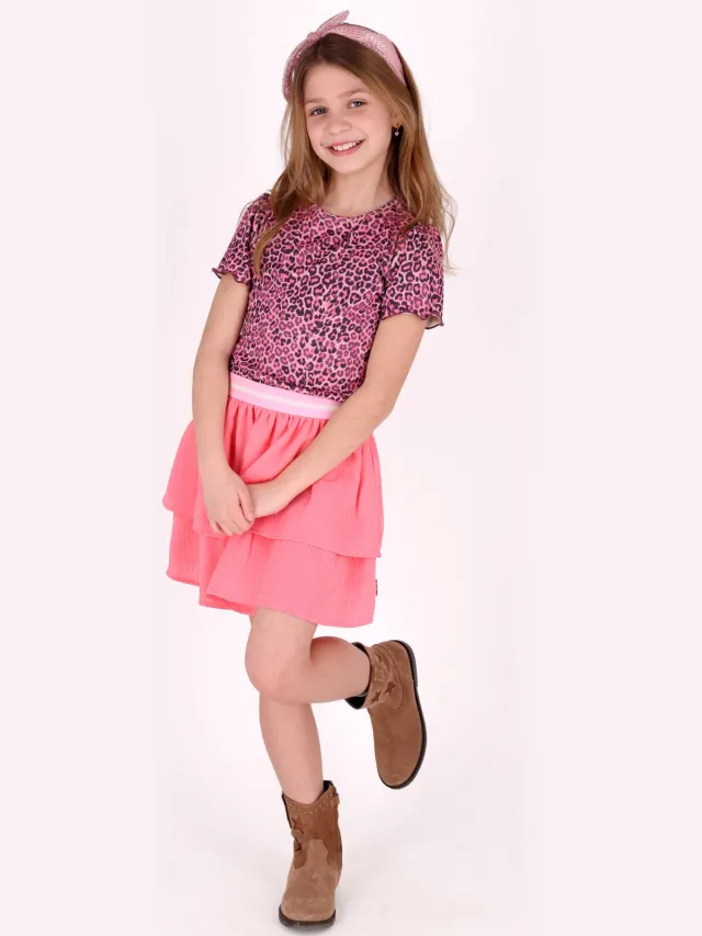 B.Nosy korte jurk met panterprint roze Roze/paars