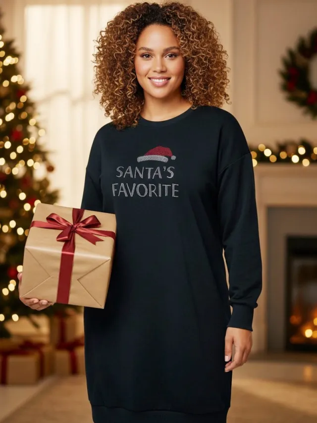 Only Carmakoma Sweatjurk CARSANTA Midi-jurk BLACK/Santas Favorite