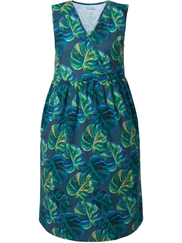 Ulla Popken Dames - Jersey midi-jurk - Marine - Maat 50+