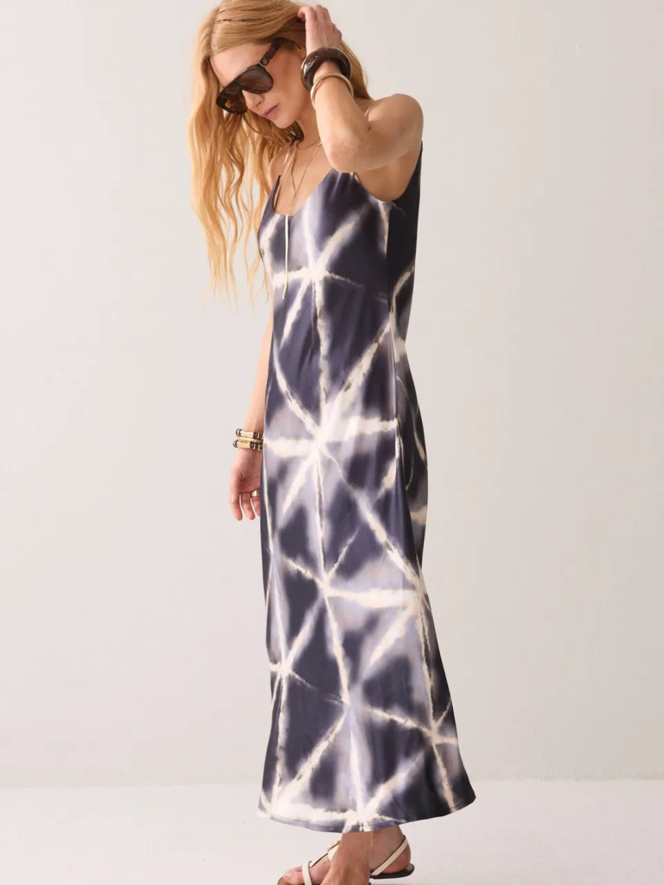 Summum viscose midi jurk met print - donkerblauw, foto 5