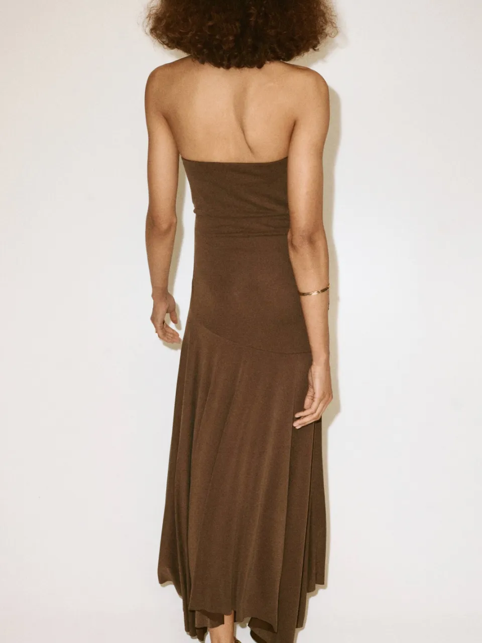 Mango strapless midi jurk - bruin, foto 4