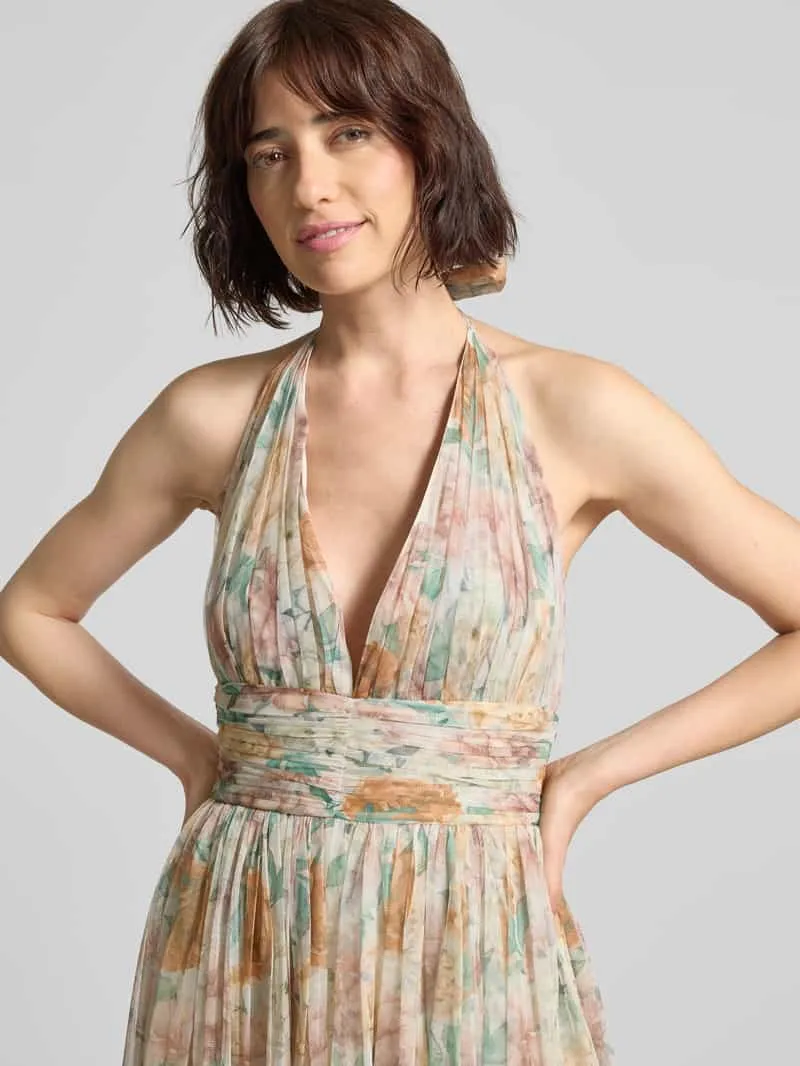 Lace & Beads cocktailjurk met halter en vetersluiting rosé, foto 4