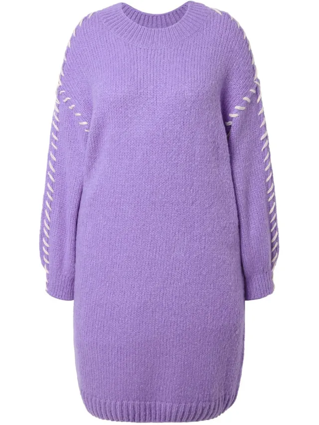Studio Untold Dames - Gebreide jurk oversized mooie naden - Purper - Maat 42+