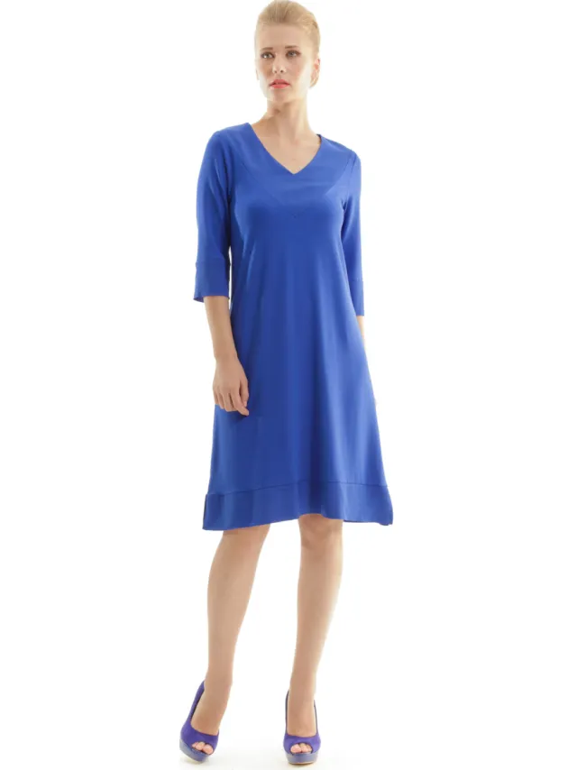 Conquista A-lijn V-hals jurk Blauw