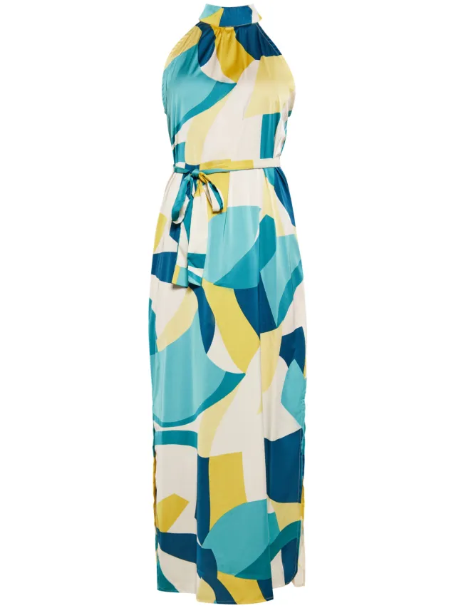 Faina Jurk Dames Blauw Veelkleurig, foto 2