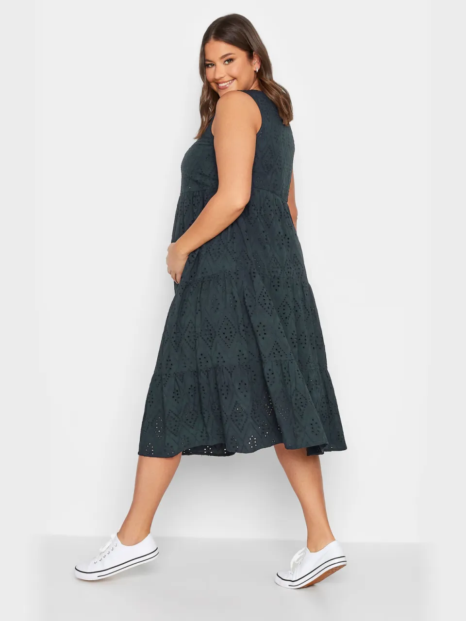 Bump It Up Maternity Gelaagde Midijurk Van Broderie In Donkerblauw blauw, foto 4