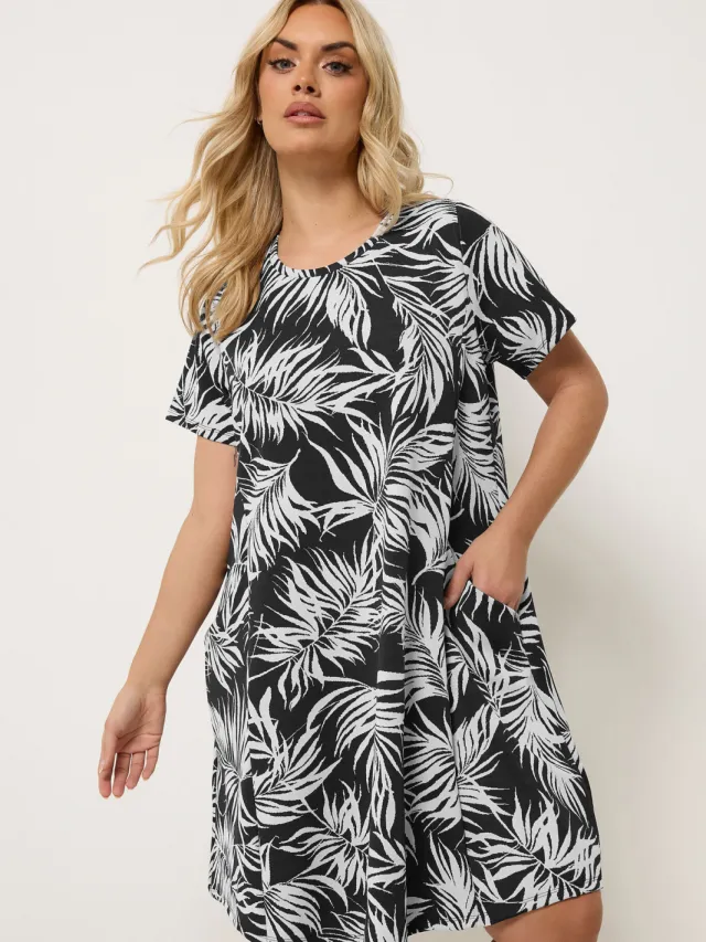 Yours Zwarte Jurk Met Jacquardprint Black
