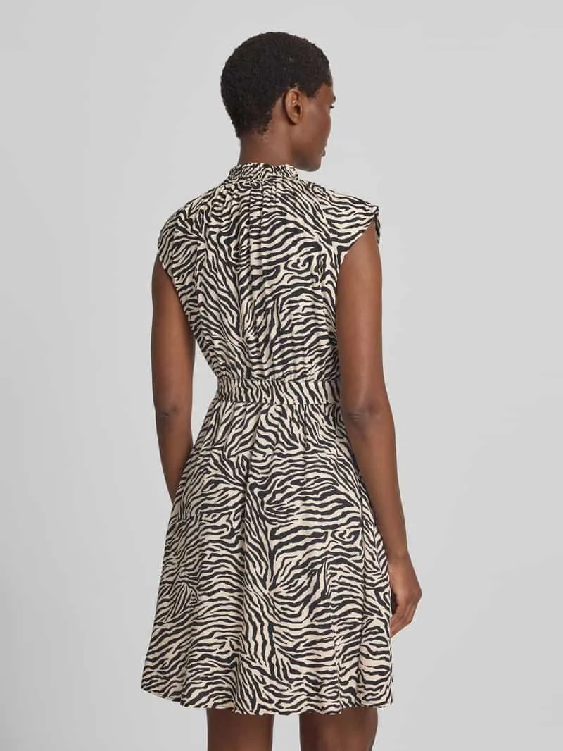 Zero Mini-jurk van zuivere viscose met all-over dierenprint zwart, foto 3