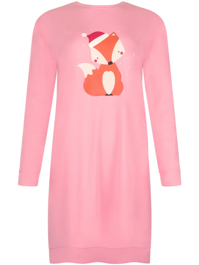 Lisca Korte Jurk Lisca M lang nachthemd FOXY Cheek Roze
