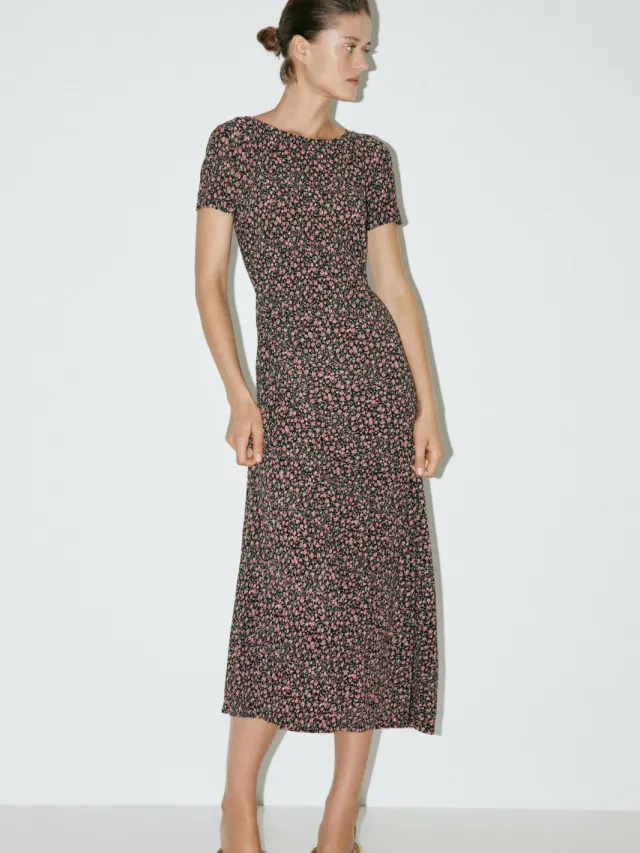 Mango gebloemde midi jurk Multi
