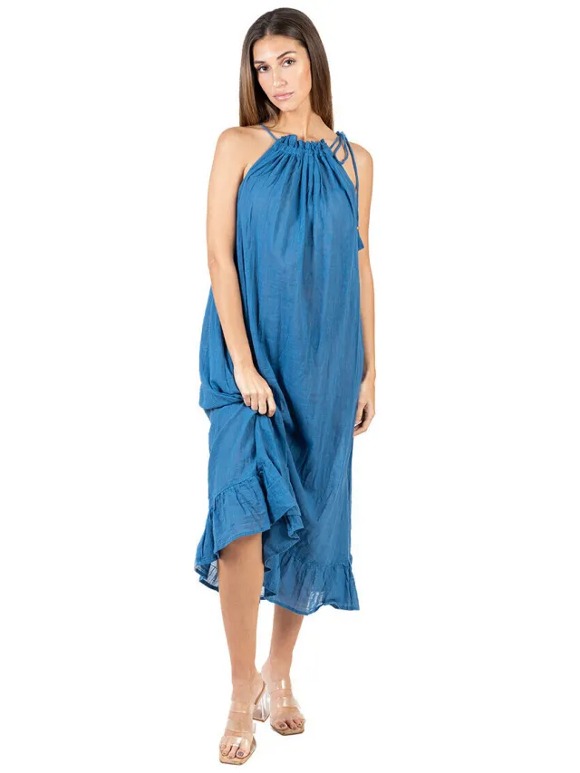 Isla Bonita By Sigris Lange Jurk Isla Bonita By Sigris Lange Midi -Jurk Blauw