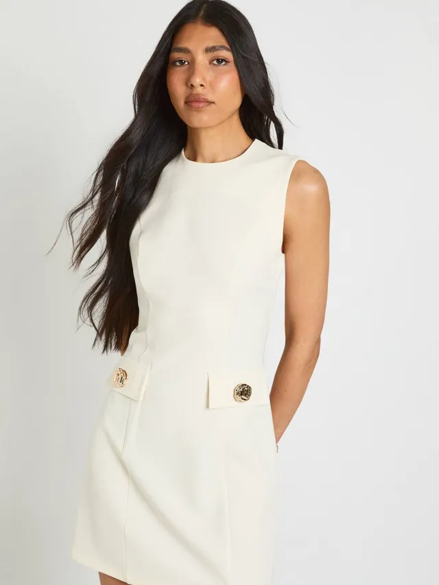 boohoo Dames Tall Getailleerde A-lijn Mini Jurk Ivoor