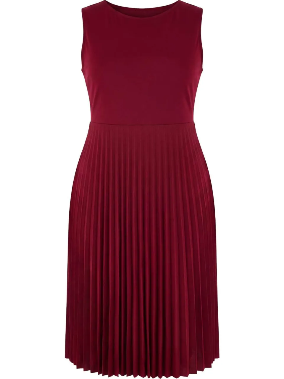 Trendyol Curve Dames Bordeaux Effen Midi Mouwloos Casual A-lijn Grote maten Jurk, foto 2