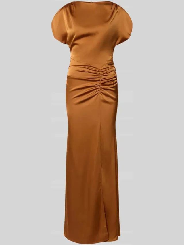 Lipsy Maxi-jurk van satijn met plooien terracotta, foto 2