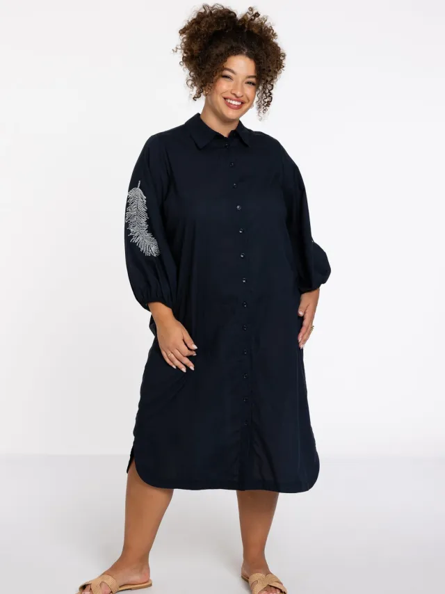 Yoek Geborduurde blouse-jurk SOFT | Blauw