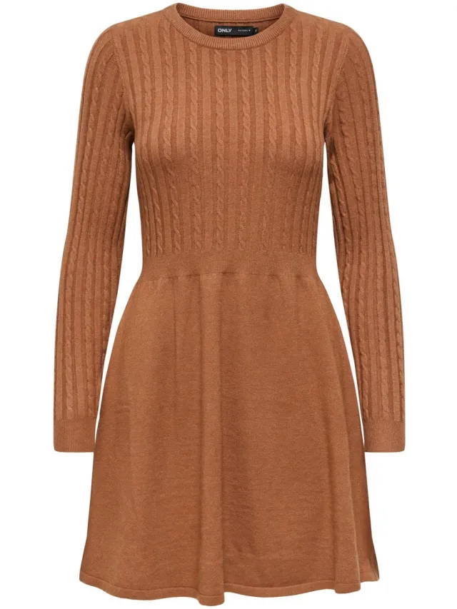 Only ONLFIA LIFE LS CABLE DRESS KNT NOOS - Dames - Mini jurken Tortoise Shell