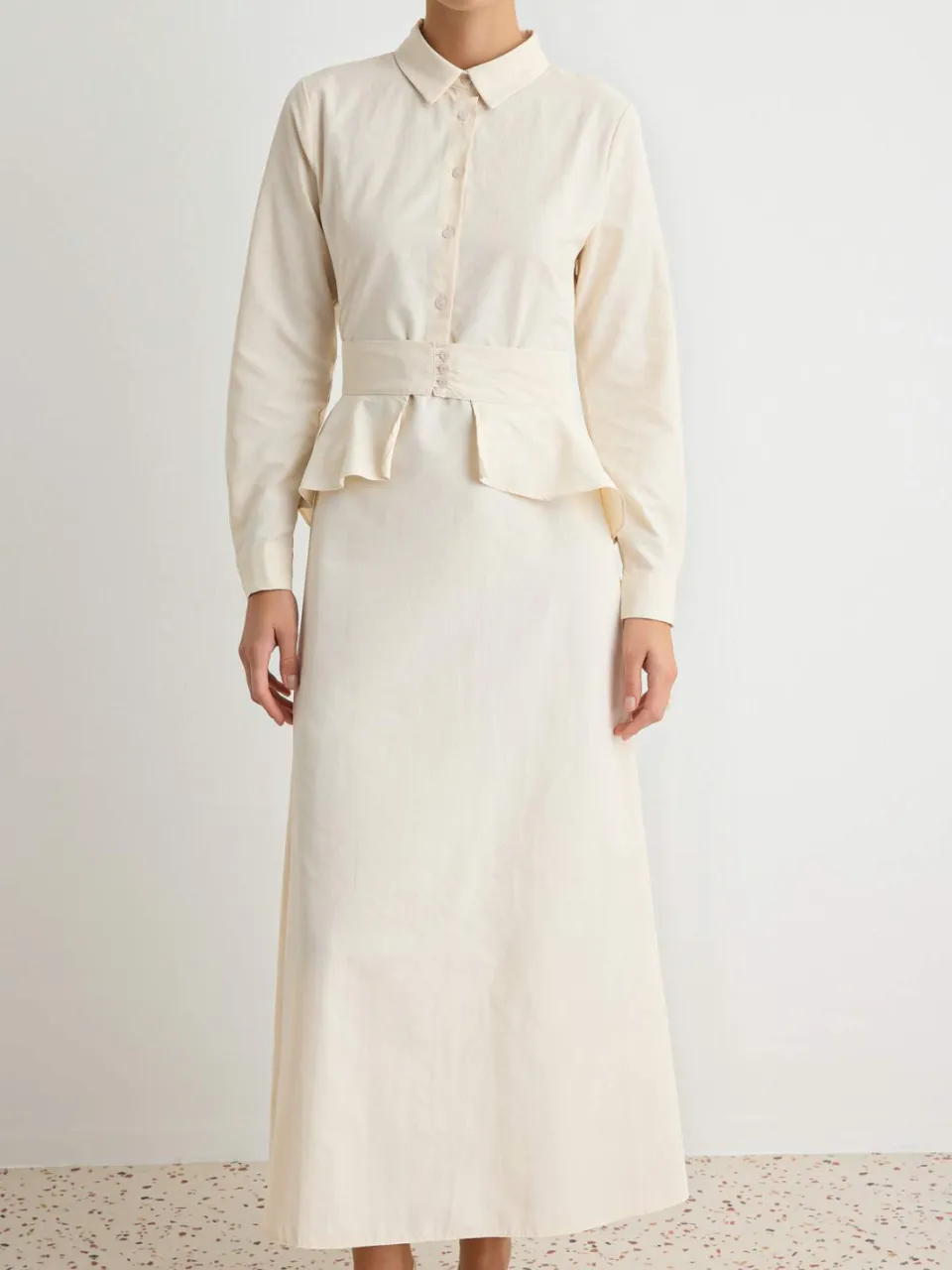 Trendyol Modest Dames Geel Effen Maxi Lang Casual Skater Modest Jurken, foto 2