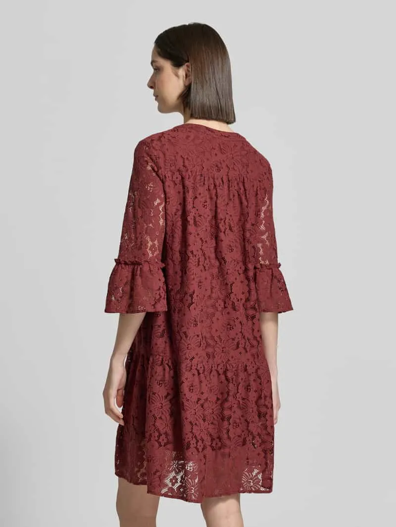 Vero Moda loose fit kanten jurk van katoenmix model 'HONEY' bordeaux, foto 3