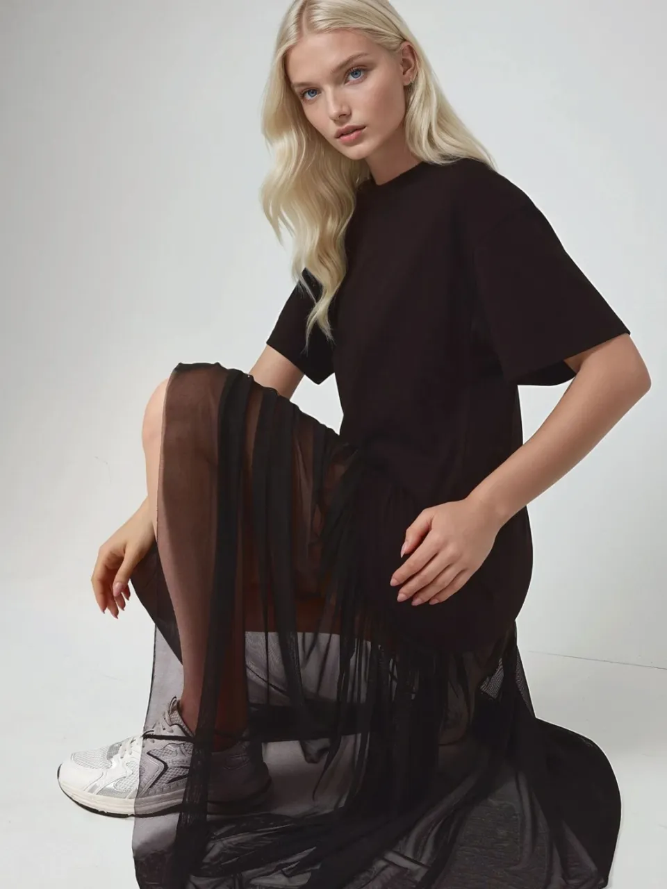 Hiccup Midi-jurk met Tule Rok Pika Collectie zwart, foto 2