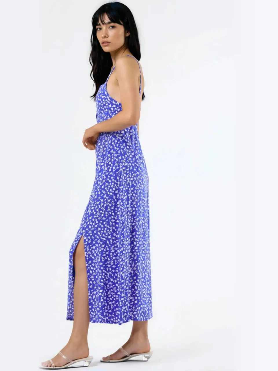 Busem Bloemen Midi Slip Dress met Hartkraag saffier, foto 2