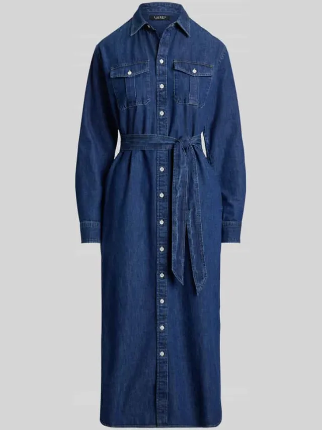 Lauren Ralph Lauren regular fit vrijetijdsjurk van puur katoen jeansblauw, foto 2
