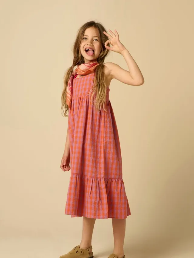 Sissy-Boy Donkeroranje geruite maxi jurk D.Oranje