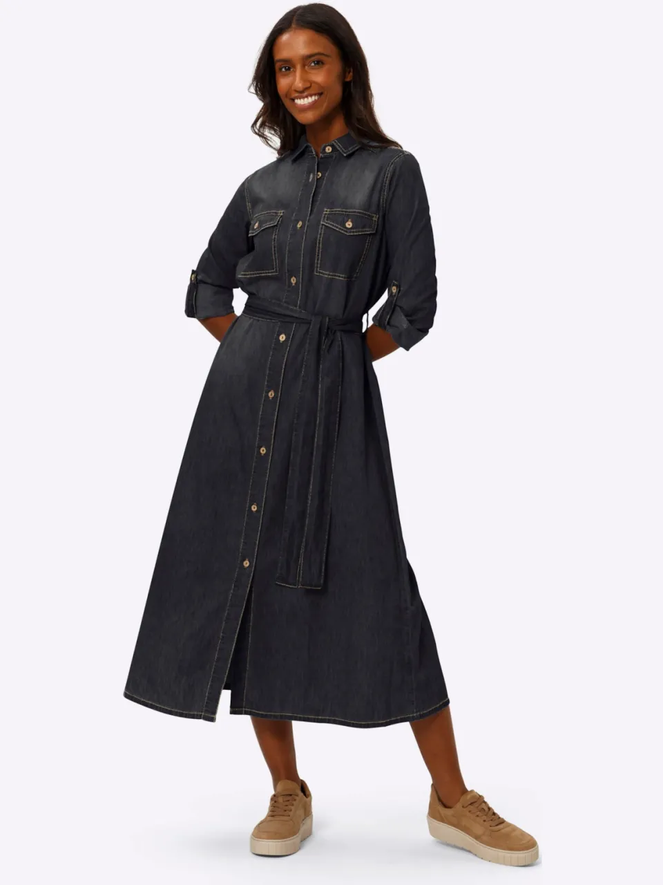 overhemdjurk black denim