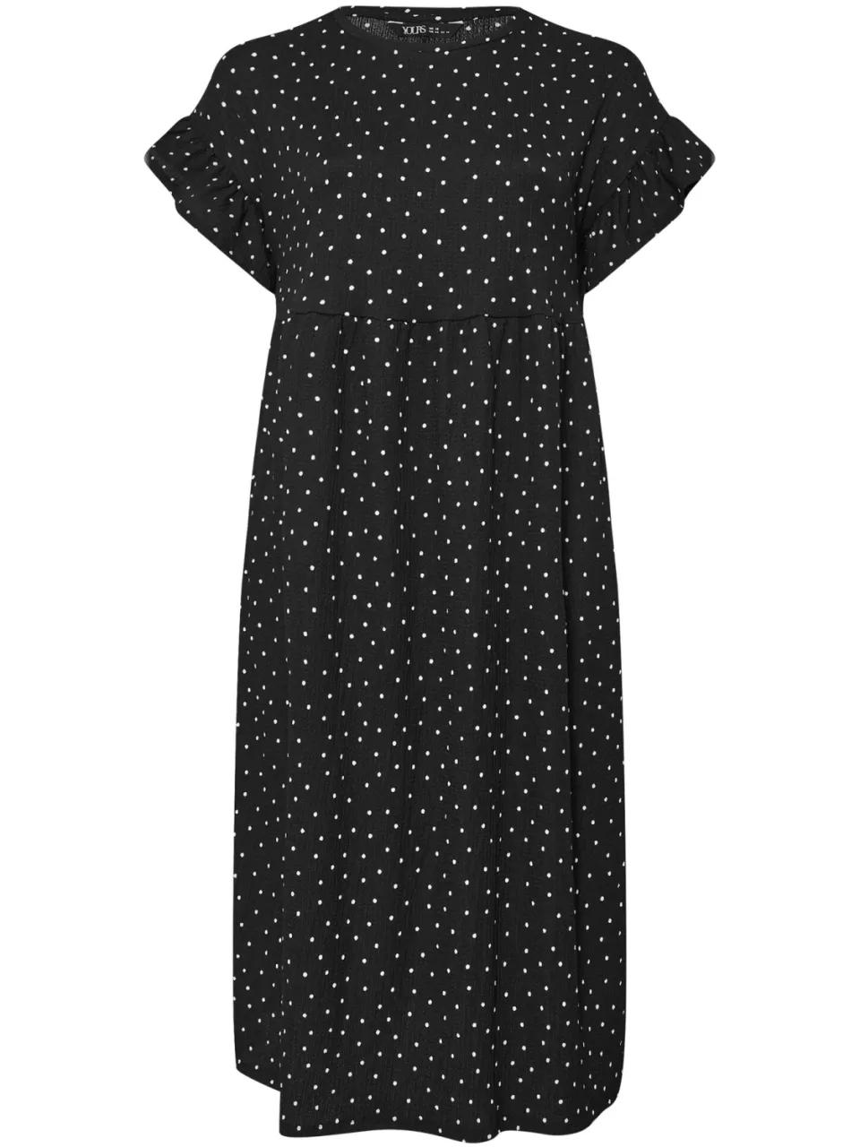 Yours Zwarte Polka Dot Volant Mouw Midaxi Jurk-68, foto 5