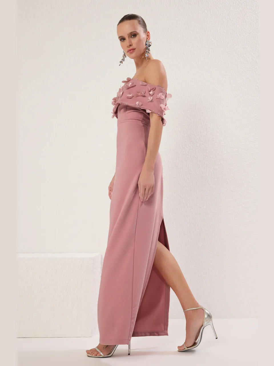 Trendyol TRENDYOLMİLLA Dames Roze Effen Maxi Mouwloos Diploma-uitreiking / Gala Recht Avond & Gala Jurk, foto 2