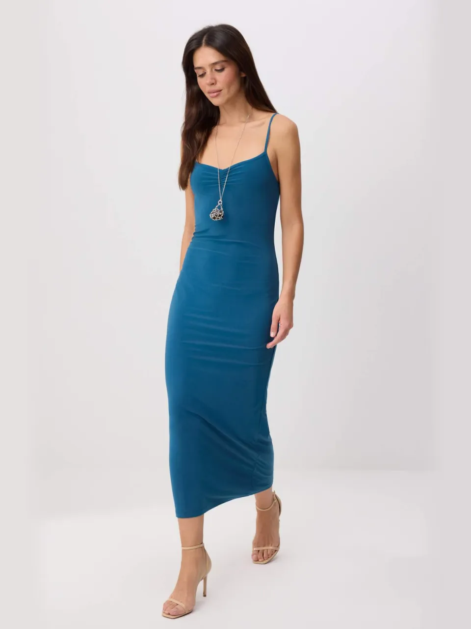 Trendyol TRENDYOLMİLLA Dames Groen Effen Maxi Mouwloos Bodycon Jurken