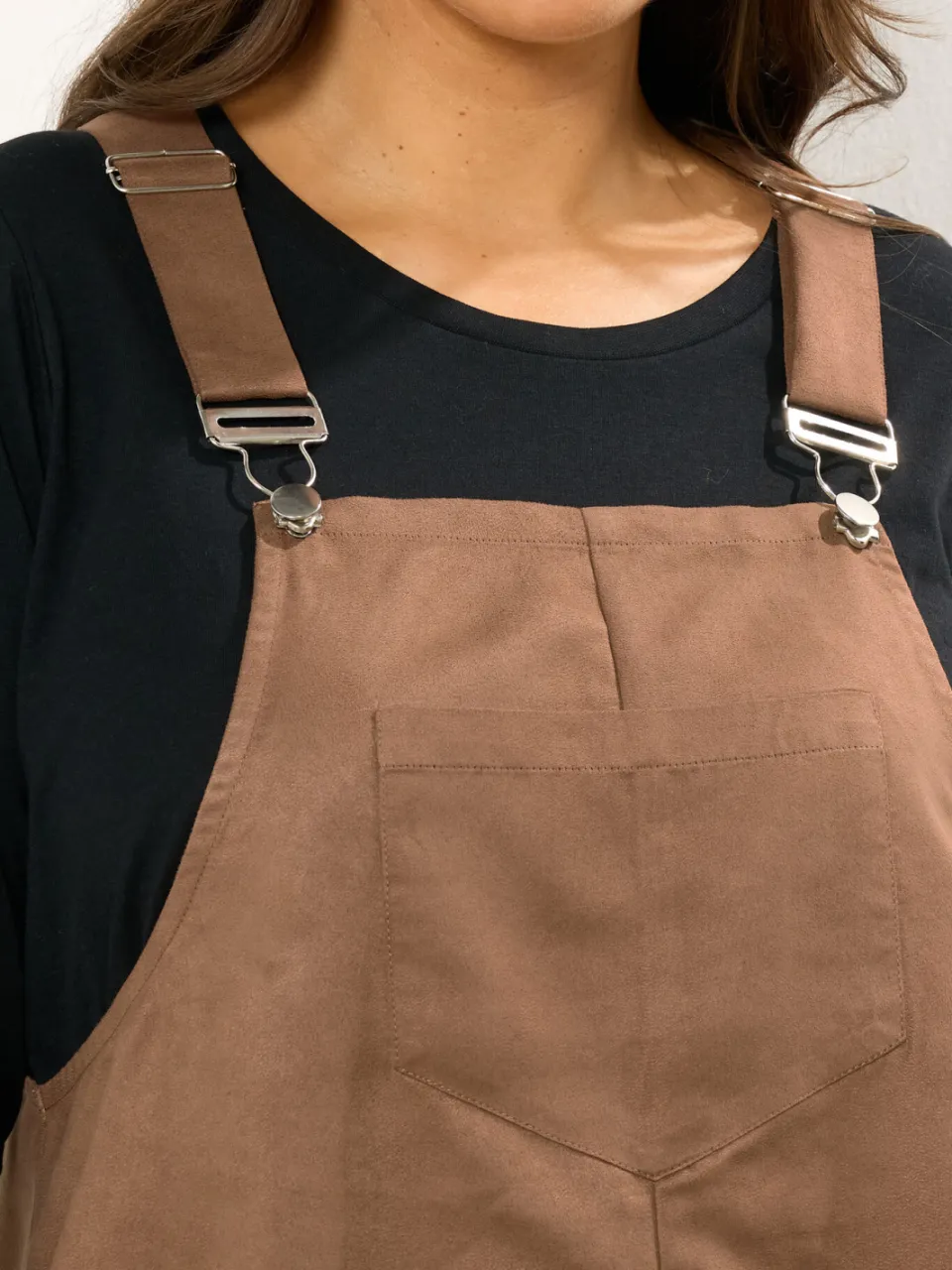 Yours Bruine Faux Suède Pinafore Jurk, foto 5