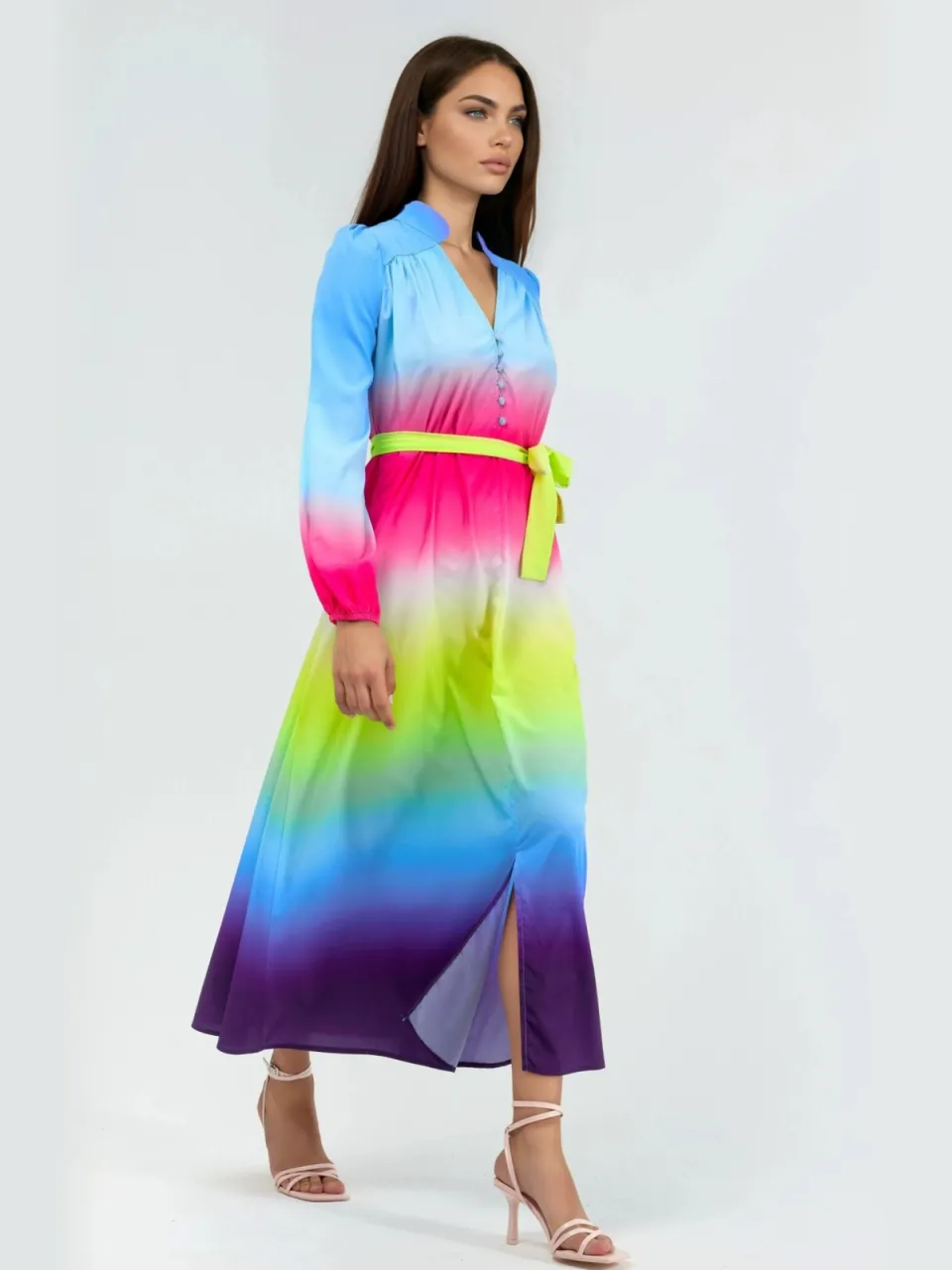 MSN Collection Ombre Maxi Jurk met Riempje blauw, foto 2