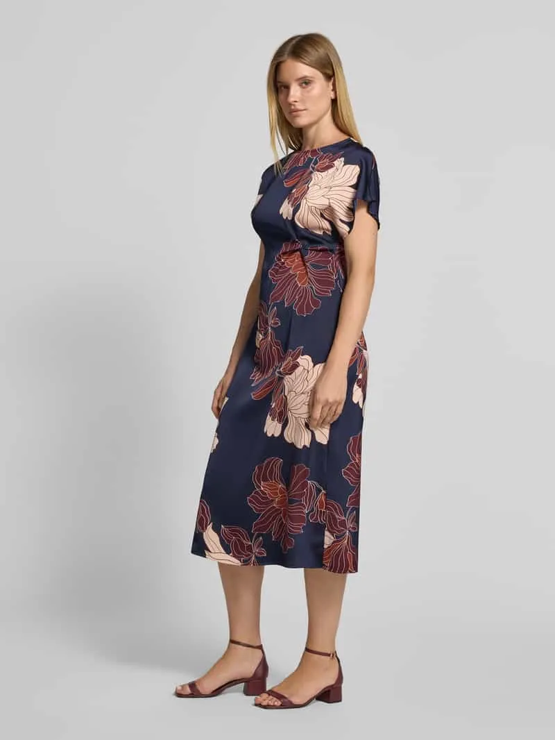 Christian Berg Woman Selection Midi-jurk van satijn marineblauw, foto 3