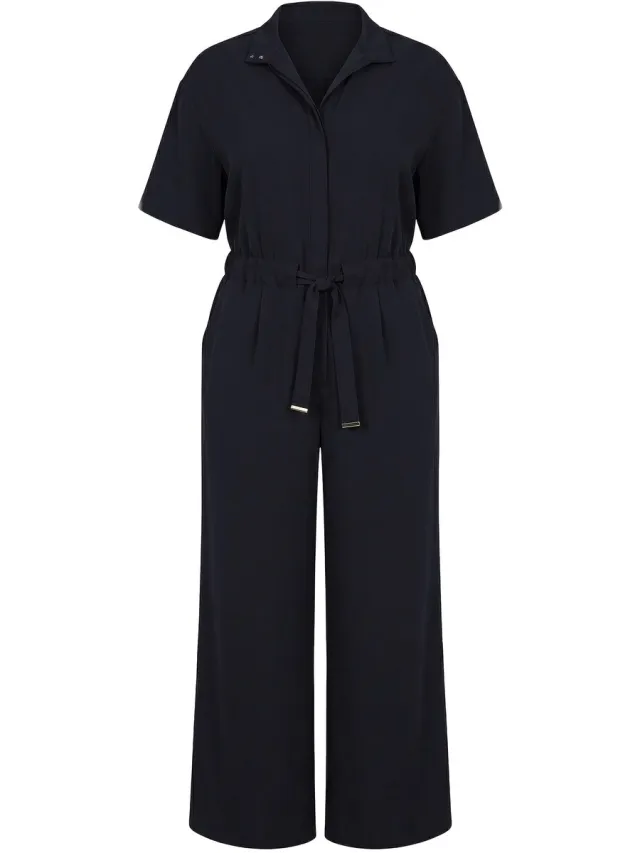 Studio Untold Dames - Jumpsuit oversized opstaande kraag rits - Zwart - Maat 54+