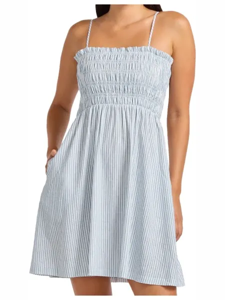 Seafolly Beach Club Shirred Mini Dress - Jurk, grijs