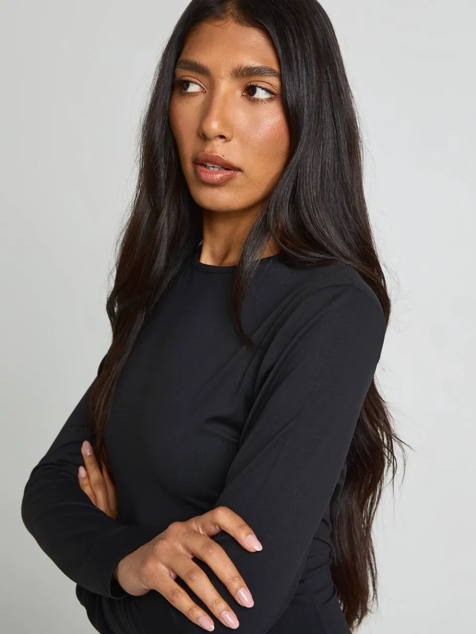 boohoo Dames Lange Super Zachte Mini-jurk Met Lange Mouwen Voor Lange Vrouwen zwart, foto 4
