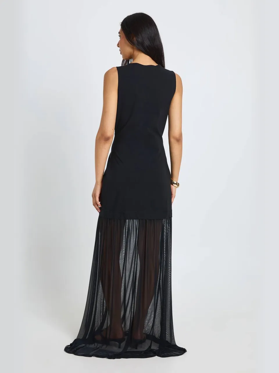 boohoo Dames Lange Doorschijnende Zoom Mouwloze Maxi Jurk zwart, foto 2