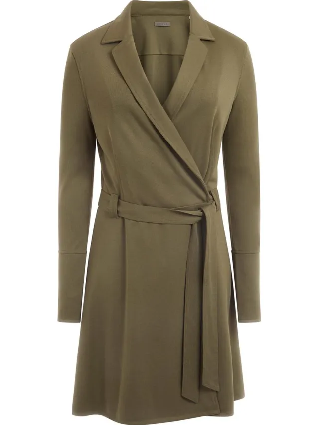 Guess Melania Wrap Up Dress Dames Jurk - Leaf Green