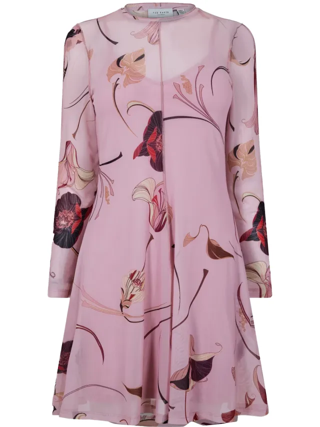 Ted Baker Mini-jurk voor dames van doorschijnende stof, in een normale pasvorm (Lichtroze)