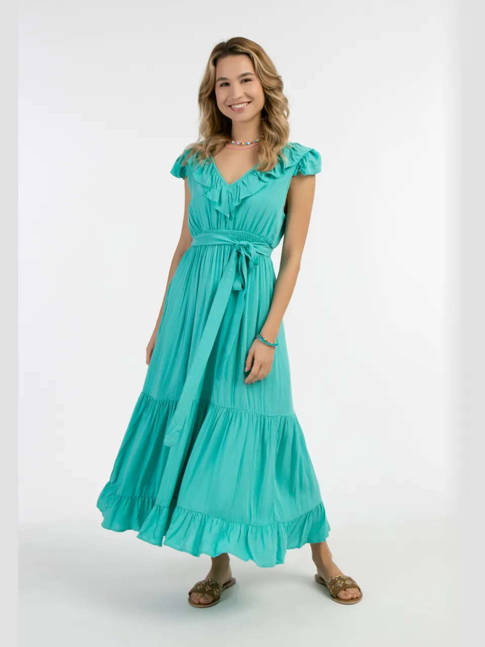 IZIA Maxi jurk Dames turkoois turquoise
