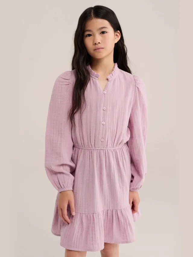 WE Fashion midi jurk met plooien roze, foto 5
