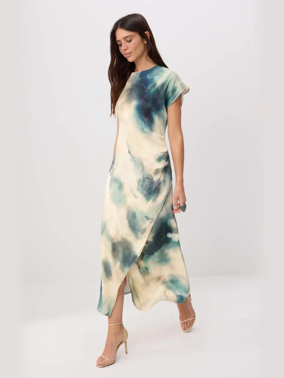 Trendyol TRENDYOLMİLLA Dames Meerkleurig Abstract Midi Kort Recht Jurken Veelkleurig
