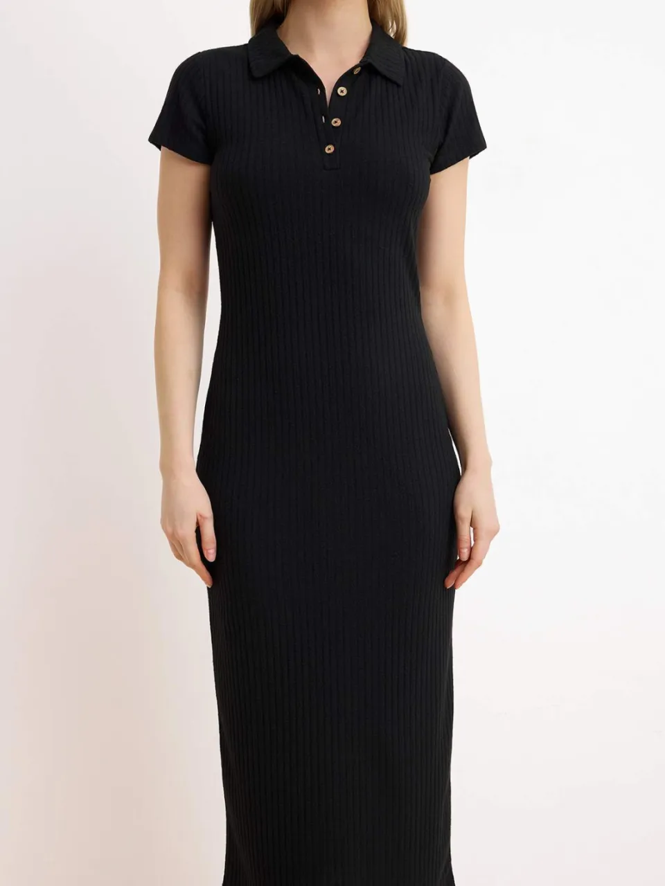 Trendyol TRENDYOLMİLLA Dames Zwart Effen Midi Kort Casual Skater Jurken, foto 2