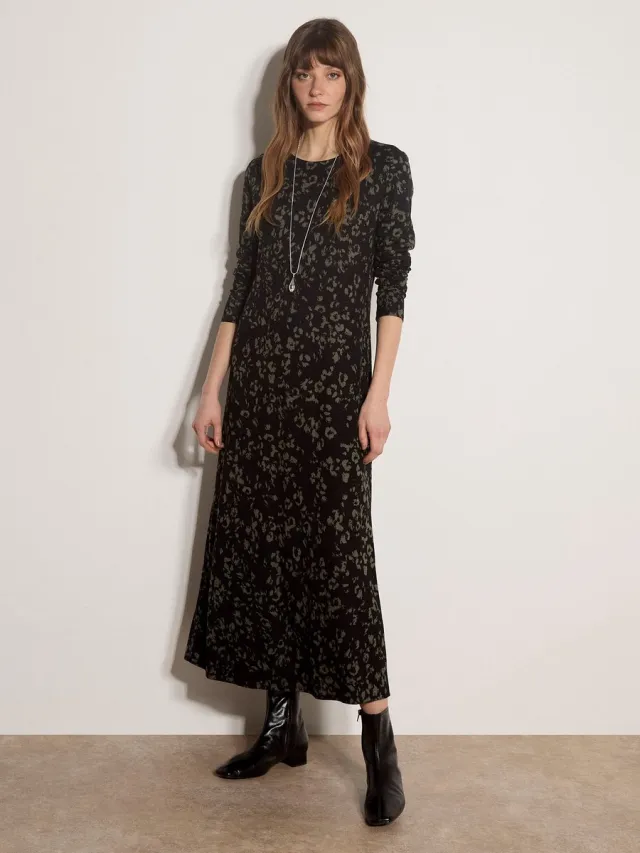 Apricot Maxi-jurk van jersey met luipaardprint Kaki